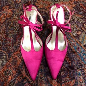 Satin Pink Pointed Toe Heels